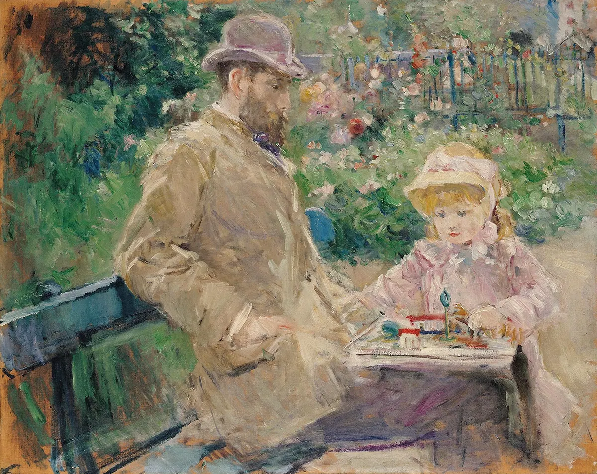 Eugène Manet et sa fille au jardin de Bougival